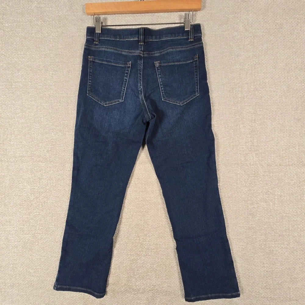 Lands End Boys Husky Denim Jeans Dark Wash Straight Leg Size 10H Stretch Blue‎